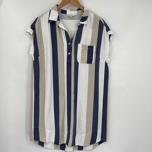 Kori America Women's Multicolor Striped Shirt Dress Size Small